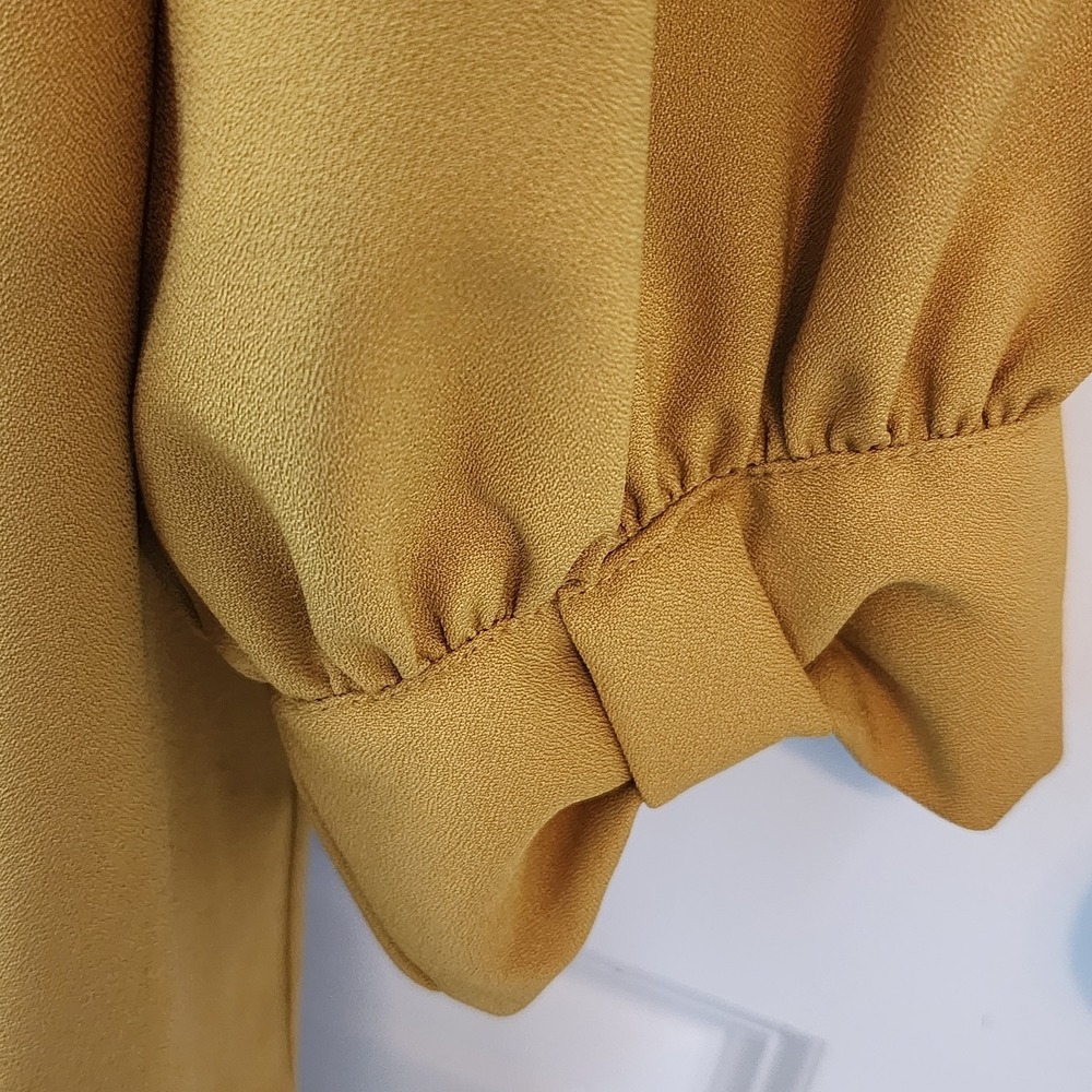 Emma & Michele Womens Dress XL Golden Ruffled Collar V Neck Mustard Yellow - Picture 3 of 5